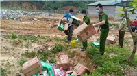 Lào Cai: Tiêu hủy gần 3.000 gói chân gà, chân vịt khô không rõ nguồn gốc
