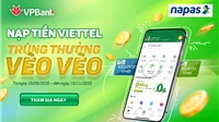 VPBank và NAPAS tặng tiền, hoàn tiền cho khách nạp tiền điện thoại mạng Viettel