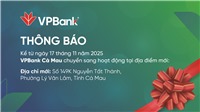 VPBank Cà Mau thay đổi địa chỉ hoạt động 