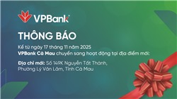 VPBank Cà Mau thay đổi địa chỉ hoạt động 
