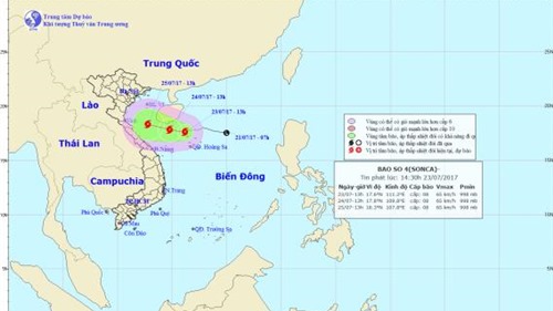 Áp thấp nhiệt đới mạnh lên thành bão số 4 - Sonca trên Biển Đông