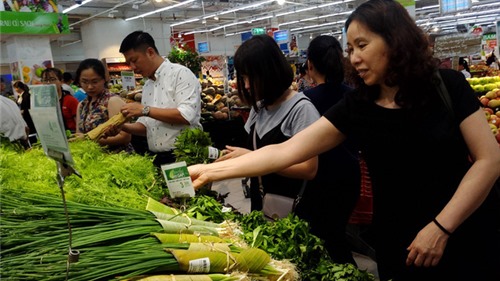 Hà Nội: Người nội trợ thích thú lựa rau thơm gói lá chuối ở nhiều siêu thị