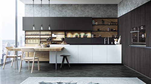 9 mẫu thiết kế nhà bếp ấn tượng với tông màu gỗ và đen trắng