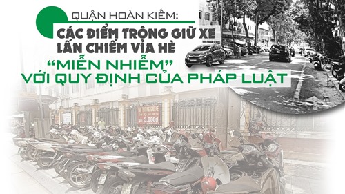 Quận Hoàn Kiếm: Các bãi xe lấn chiếm vỉa hè “miễn nhiễm” với quy định pháp luật