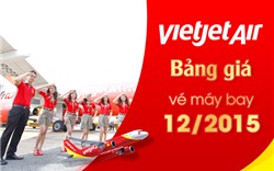 Bảng giá vé máy bay VietJet Air tháng 12/2015