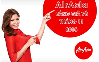 Bảng giá vé máy bay AirAsia tháng 11/2015