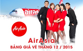 Bảng giá vé máy bay AirAsia tháng 12/2015