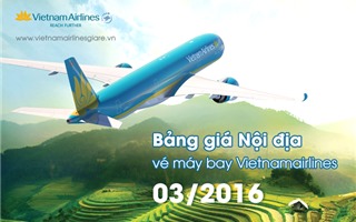 Giá vé máy bay Vietnam Airlines nội địa tháng 03/2016