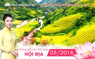 Giá vé máy bay Vietnam Airlines nội địa tháng 5/2016