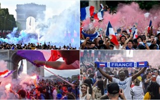 Người hâm mộ Pháp rộn ràng ăn mừng chiến thắng World Cup 2018