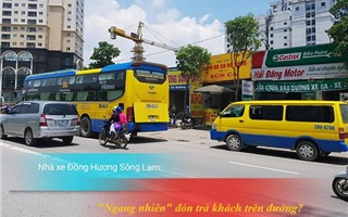 Nhà xe Đồng Hương Sông Lam ngang nhiên đón trả khách trên đường