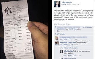 Hotboy bức xúc với hóa đơn 88 triệu tại quán bar Sài Gòn