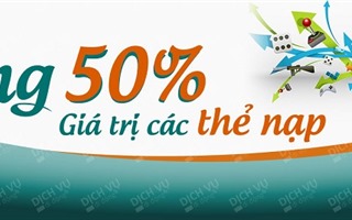 Viettel khuyến mãi 50% giá trị thẻ nạp trong ngày 16/6