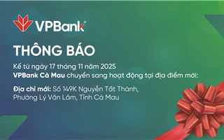 VPBank Cà Mau thay đổi địa chỉ hoạt động 