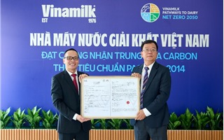 Vinamilk có thêm 1 nhà máy đạt chứng nhận trung hoa carbon